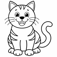 engaging line art illustration of a friendly cat vector SVG
