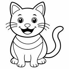engaging line art illustration of a friendly cat vector SVG
