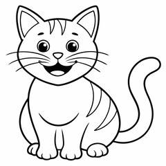 engaging line art illustration of a friendly cat vector SVG