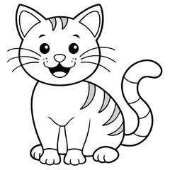 engaging line art illustration of a friendly cat vector SVG