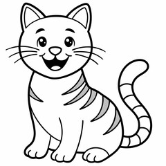 engaging line art illustration of a friendly cat vector SVG