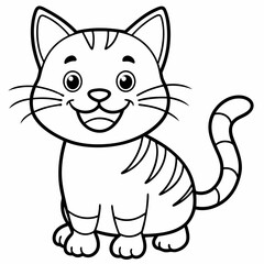 engaging line art illustration of a friendly cat vector SVG