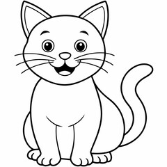engaging line art illustration of a friendly cat vector SVG