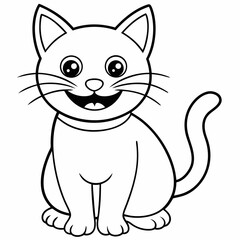 engaging line art illustration of a friendly cat vector SVG