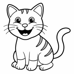 engaging line art illustration of a friendly cat vector SVG