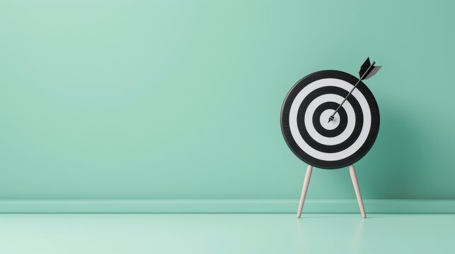 A minimalistic black target design on a plain background, symbolizing focus and precision. The image offers ample copy space for adding text or graphics, ideal for business and marketing themes.