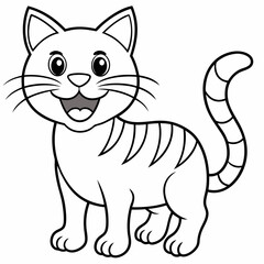 engaging line art illustration of a friendly cat vector SVG