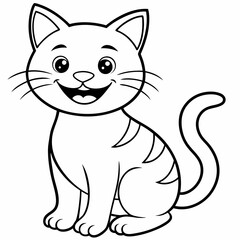 engaging line art illustration of a friendly cat vector SVG