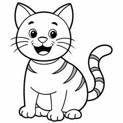 engaging line art illustration of a friendly cat vector SVG