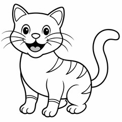 engaging line art illustration of a friendly cat vector SVG