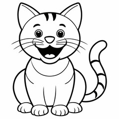 engaging line art illustration of a friendly cat vector SVG