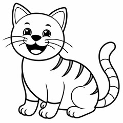 engaging line art illustration of a friendly cat vector SVG