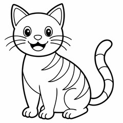 engaging line art illustration of a friendly cat vector SVG