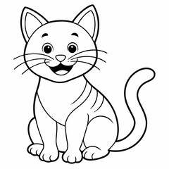 engaging line art illustration of a friendly cat vector SVG