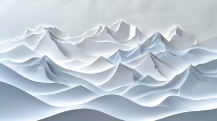 Obraz premium Imaginative Paper Art Collage of Abstract Mountain Landscape with Layered White and Blue Paper
