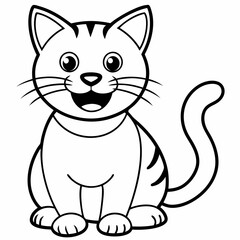 engaging line art illustration of a friendly cat vector SVG