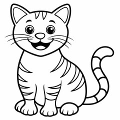 engaging line art illustration of a friendly cat vector SVG