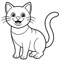 engaging line art illustration of a friendly cat vector SVG