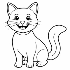 engaging line art illustration of a friendly cat vector SVG