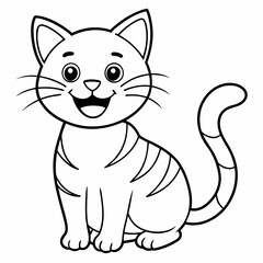 engaging line art illustration of a friendly cat vector SVG