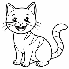 engaging line art illustration of a friendly cat vector SVG