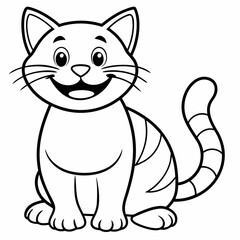 engaging line art illustration of a friendly cat vector SVG