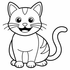 engaging line art illustration of a friendly cat vector SVG