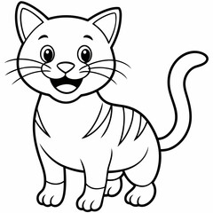 engaging line art illustration of a friendly cat vector SVG