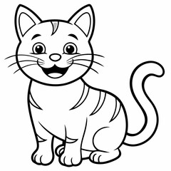 engaging line art illustration of a friendly cat vector SVG
