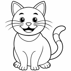 engaging line art illustration of a friendly cat vector SVG