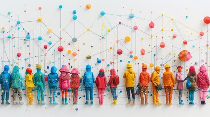 Obraz premium Big Data Technology and Cyber Security Concept with Colorful Paper Art and Network Connections