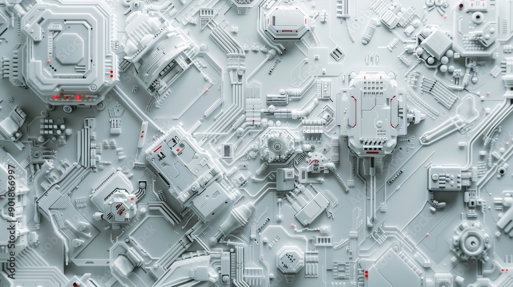 Wall mural intricate paper art depiction of big data technology and cyber security concepts in a modern digital