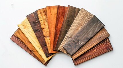 Wooden floor panel samples on white background Interior design idea
