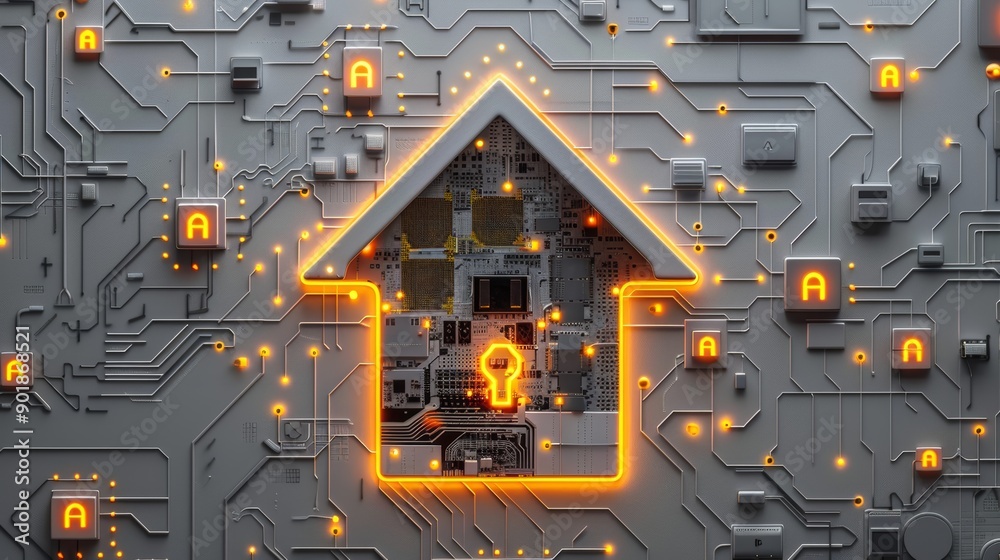 Wall mural big data technology and cyber security concept with paper art style - digital network protection and
