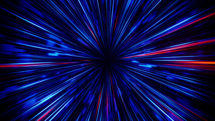 Fototapeta premium Futuristic technology abstract background with lines. Network data center server line, internet speed abstract neon lights into digital technology tunnel