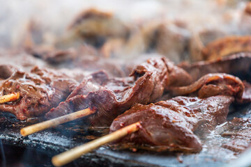 Peruvian delicacy “Charcoal Grilled Beef Heart (Anticucho)”