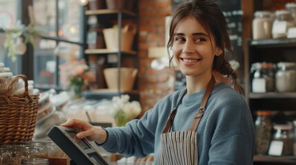 The woman at cashier counter