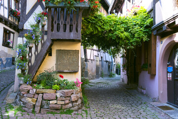 Eguisheim, France - June 18, 2024: Rempart Street of   Eguisheim, France
