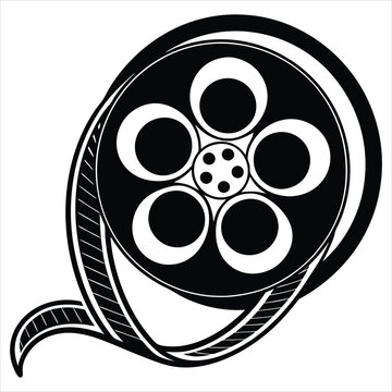recommend clip art: Film reel silhouette silhouette vector illustration. Film Reel Icon, Cinema Movie Reel Icon Vector Art Illustration