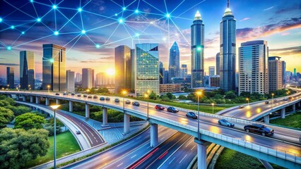 Fototapeta premium Efficient Urban Transportation Hub Concept for Smart Cities