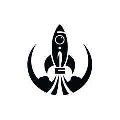 Blast Off Rocket Vector Silhouette