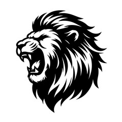 lion head angry roaring logo vector silhouette, shows power and strenght