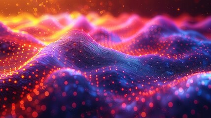 Abstract 3D Sound Waves in Neon Colors with Modern Vibrant Background Design