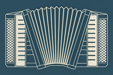 Elegant outline of an accordion set against a deep blue background emphasizing musical craftsmanship and cultural heritage