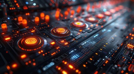 Fototapeta premium Digital 3D Music Player Interface with Holographic Display in Modern Design