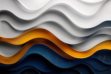 Obraz premium The image is a series of waves in different colors, with blue, orange