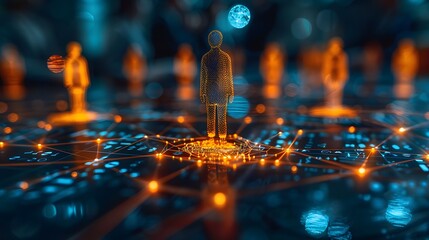 Illustration of interconnected business contacts and connections, symbolizing professional networking and strategic partnerships