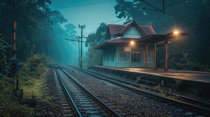Naklejka premium Rural railway station