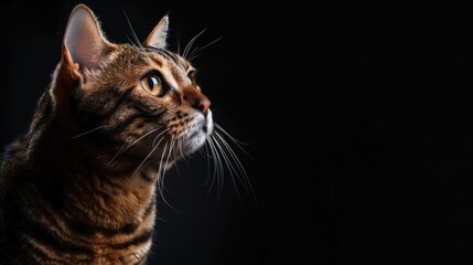 Obraz premium Proud Bengal cat portrait in dark background
