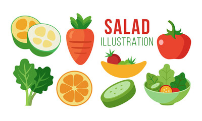 Salad illustration art collection design